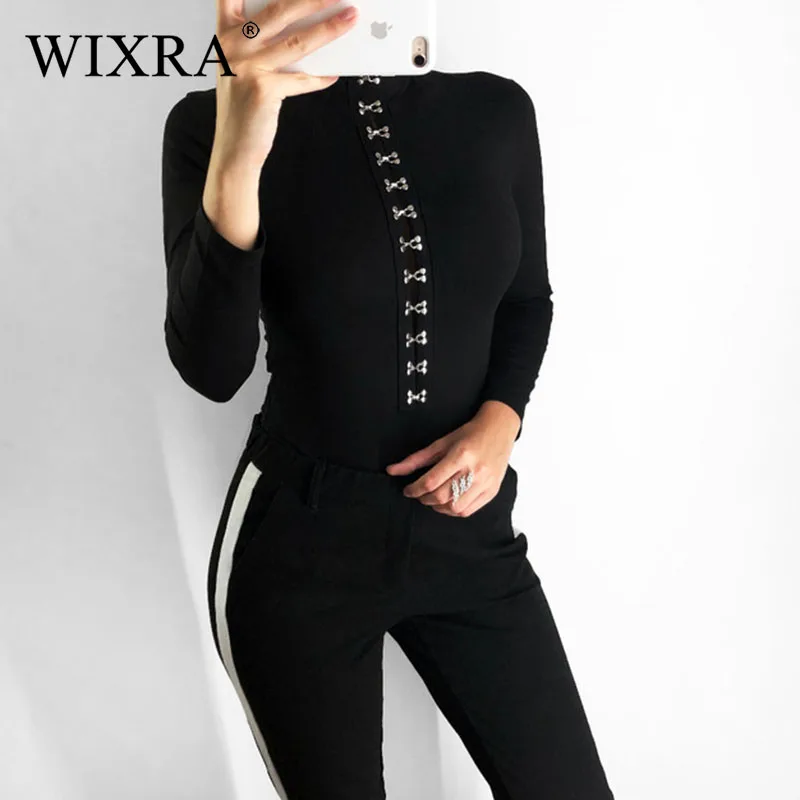 WIXRA базовый модный боди с высоким воротом,, весна-осень, Женский облегающий боди с длинным рукавом, сексуальный однотонный боди для женщин