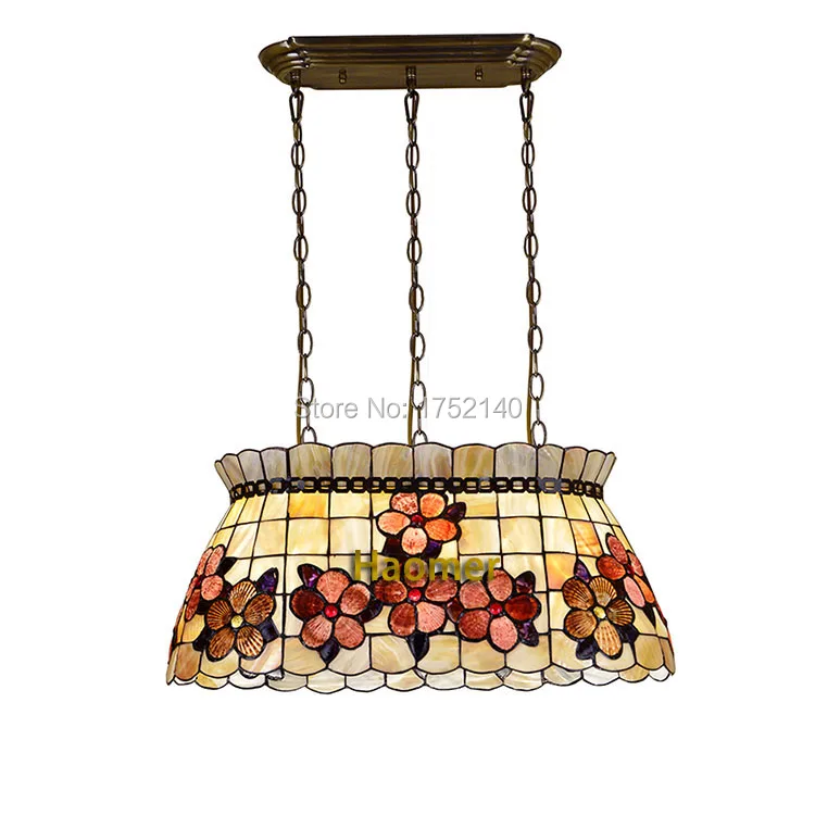 Newly Mediterranean lamp shell pendant lights peony pattern art decoration dinning room restaurant droplights E27 | Лампы и освещение