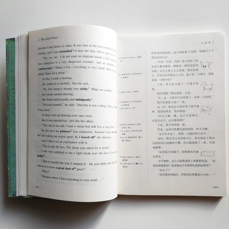 Двуязычная книга для чтения Маленького принца для учащихся средней школы на английском и китайском языках