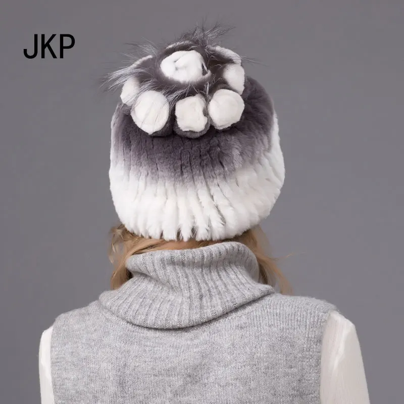 JKP русская зимняя вязаная меховая шапка для чернобурки женская с натуральными