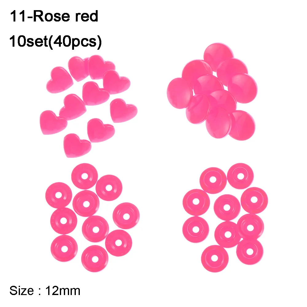 Rose red 10 компл.(40 шт.) 12 мм кнопки "сделай сам" скрапбукинг Швейные аксессуары Любовь Сердце Пластиковые застежки кнопки - Цвет: Rose red