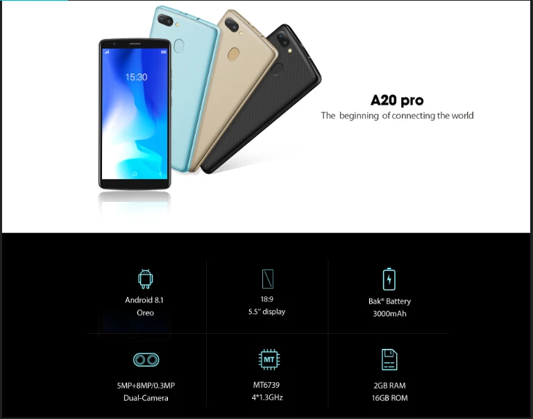 Оригинал Blackview A20 Pro Android 8 1 5 45 ''мобильный телефон MT6739 4 ядра Оперативная память 2