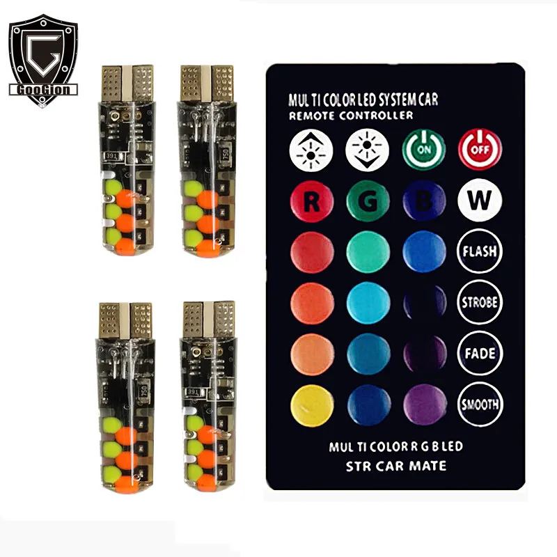 GOOGION RGB T10 W5W светодиодный Габаритные фонари для автомобиля SMD 194 168 лампочка с