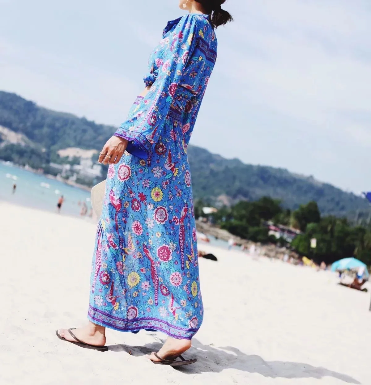 Цыганская кисточка Павлин Синяя летняя юбка женская богемная Бохо пляжный