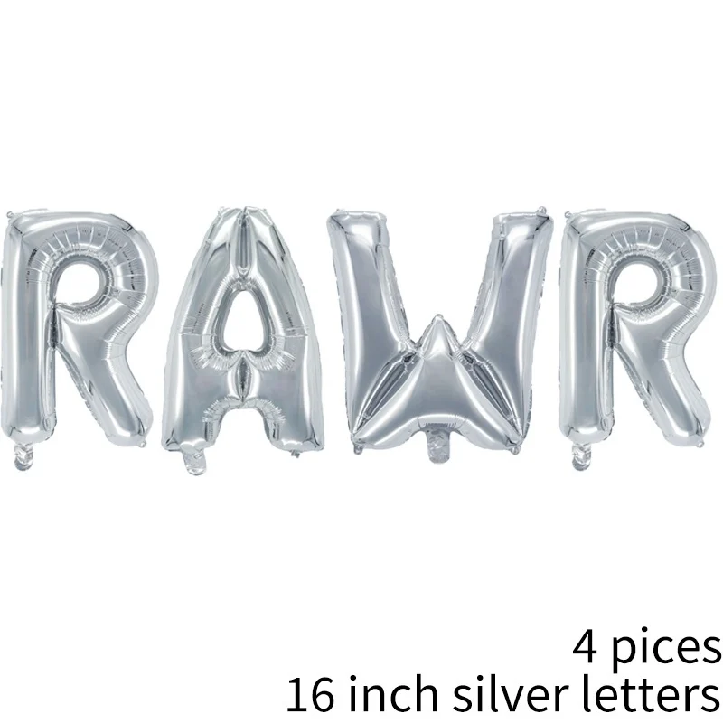16inch Silver RAWR 1 шт. гигантский динозавр фольгированный Шар Детские воздушные шарики в виде животных Динозавр день рождения для детей мир Юрского периода украшения шар - Цвет: 16inch Silver RAWR