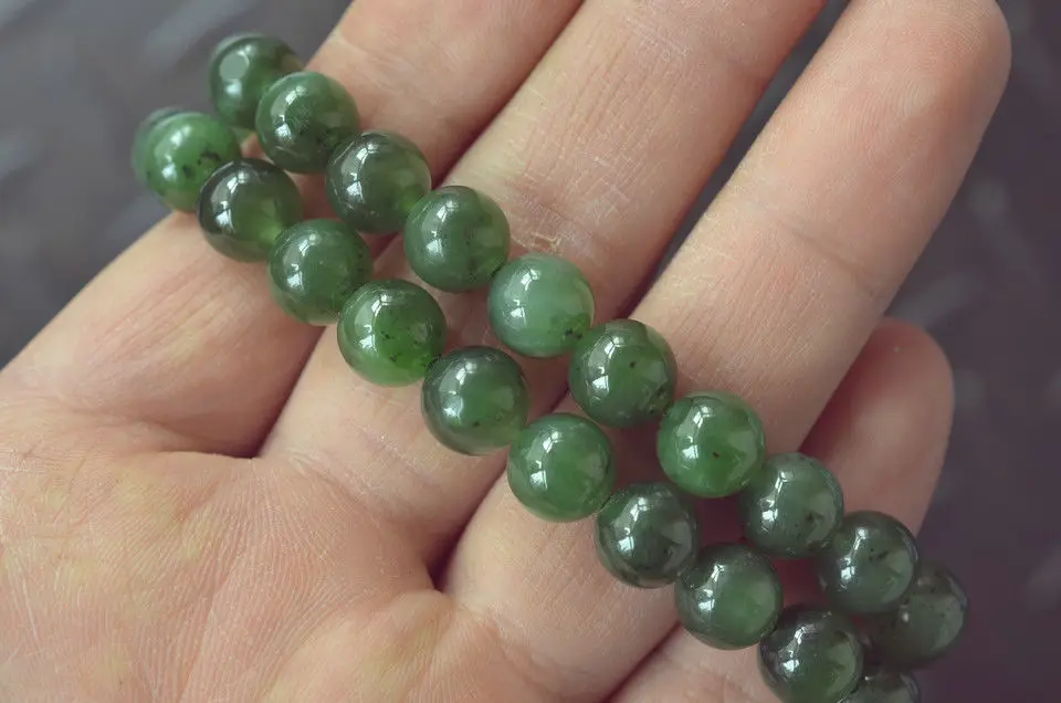 Сертифицированное уникальное ожерелье из натурального нефрита и яшмы 8 мм