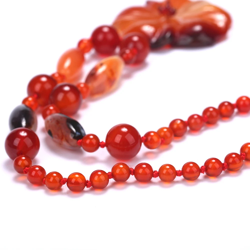 Yumten женское ожерелье агата цветы кулон ручной резной кристалл прекрасный