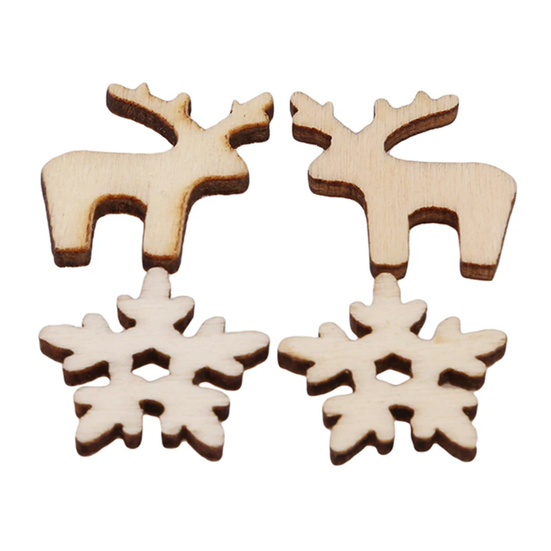 Елочные подвесные украшения из натурального дерева 100 шт. подарки на елку хлопья