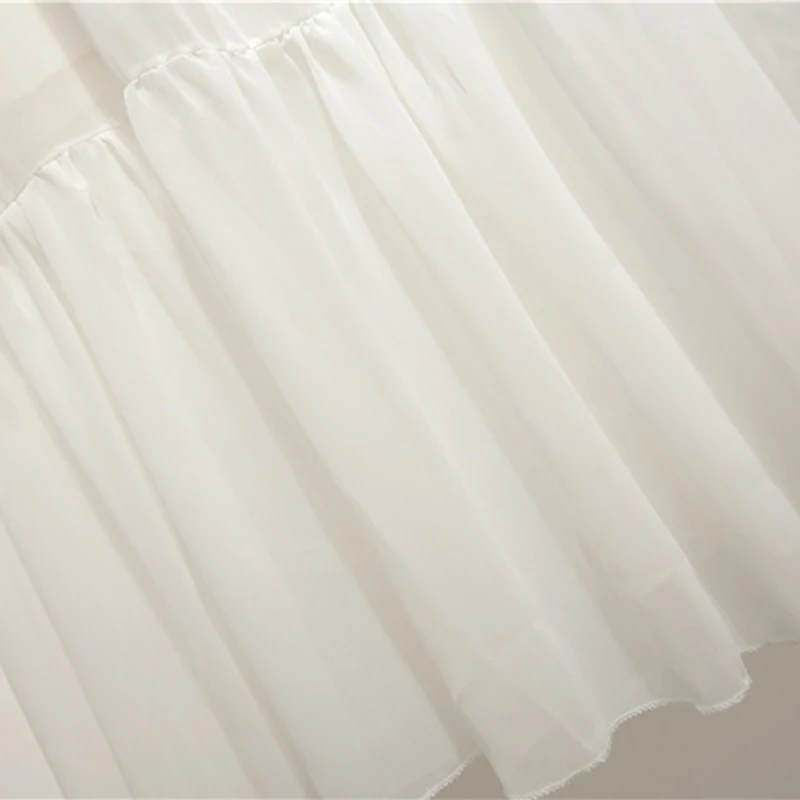 2020 Новое модное женское платье средней длины без рукавов шифоновое белое