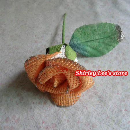 

New Arrival!! 288 X Pretty Straw Rose Flower W/Leaves( 5cm ) In Multi Colors,Favour box and bag decoration