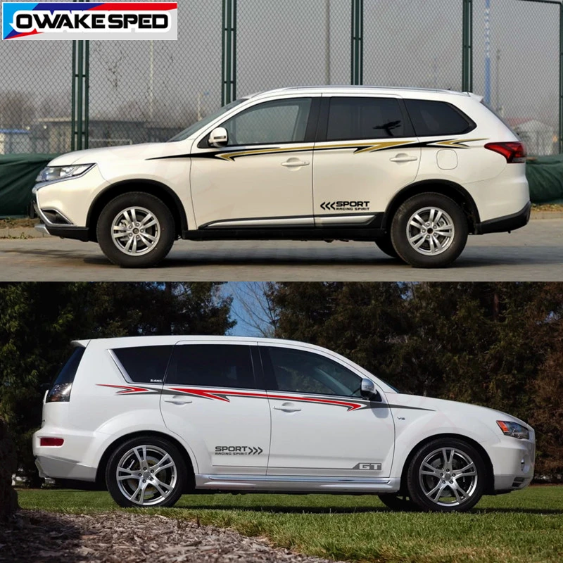 Гоночные спортивные полосы для кузова автомобиля наклейки на талию Mitsubishi ASX Outlander