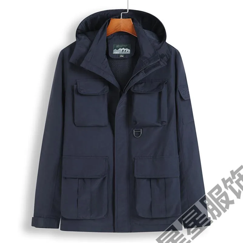 Тёмно-синий Мужские хлопковые куртки размера плюс 6XL 7XL 8XL 10XL, военные карго куртки, тактические боевые деловые мужские пальто, куртки пилота для мужчин - Цвет: Тёмно-синий