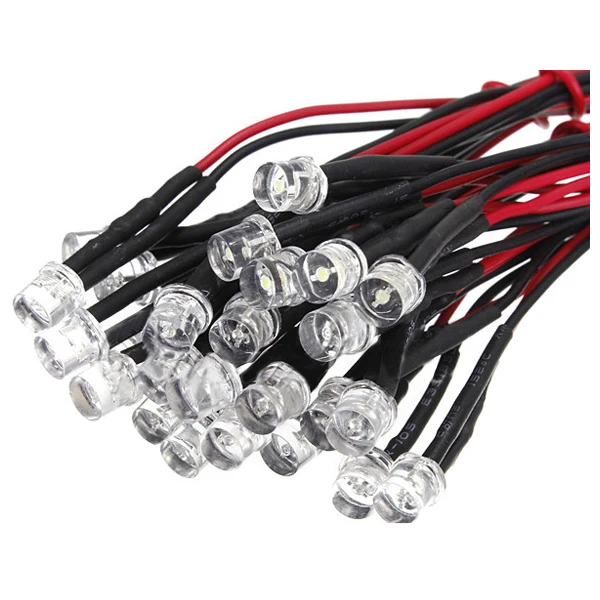 

Brand New 20CM 12V Wired For Light Emitting Diode Wiring LED Lot Size: 5mm Flat Top Color:red QTY:10Pcs