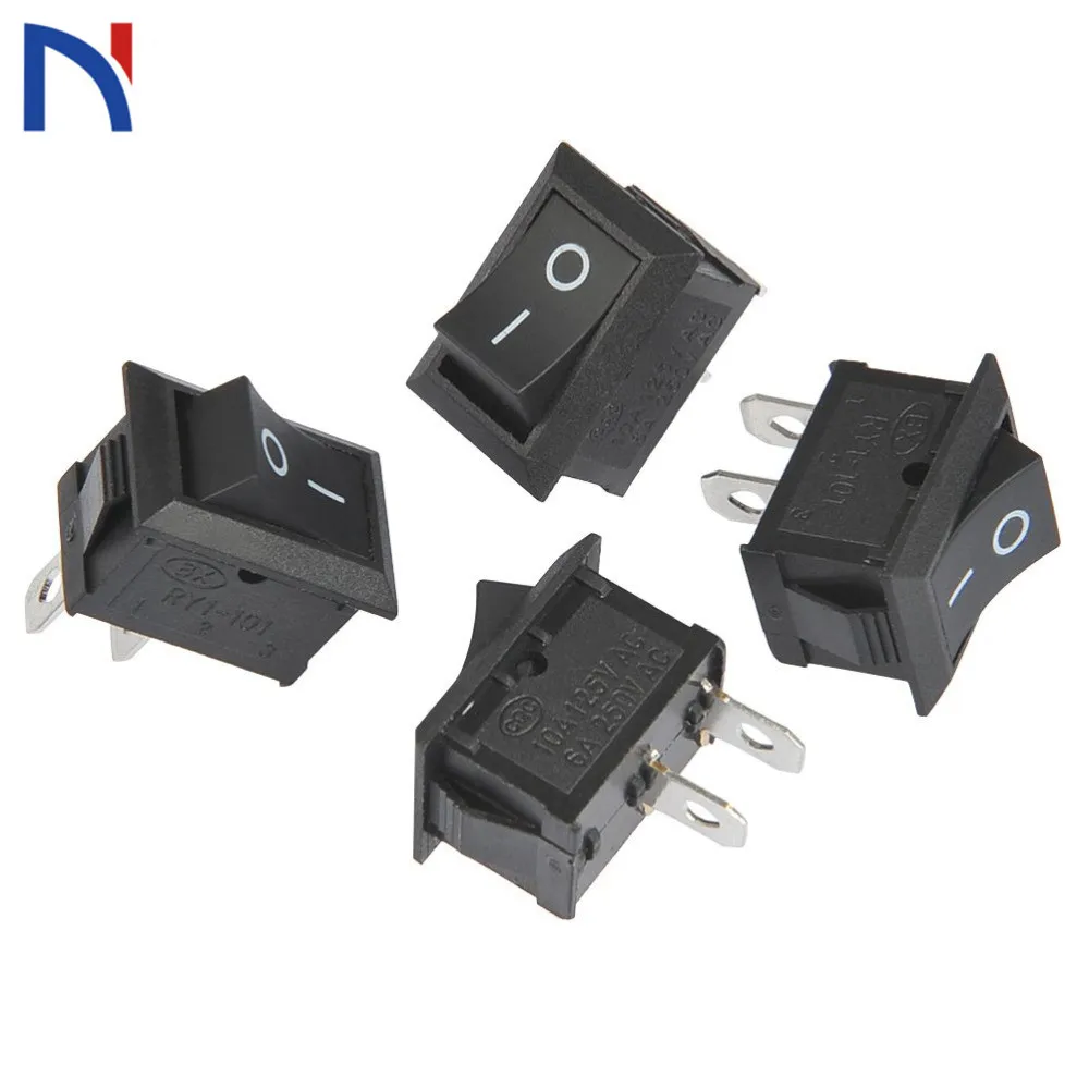 

50 PCS Switch ON-OFF KCD1 15*21mm 2pin Ship Type Switch 6A 250V 10A 125V 15X21 Rocker Switch power switch black New