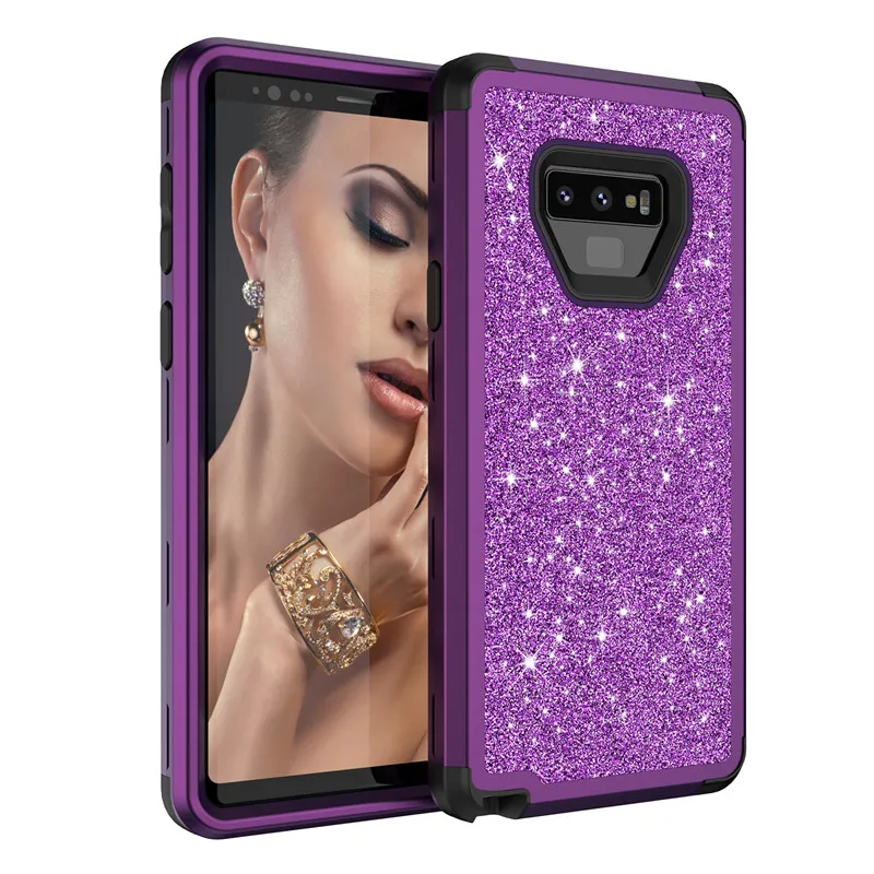 Блестящий Алмаз задняя крышка для samsung note9 s9 Plus note8 противоударный жесткий чехол гибридная Противоударная защита для мобильного телефона защитный чехол