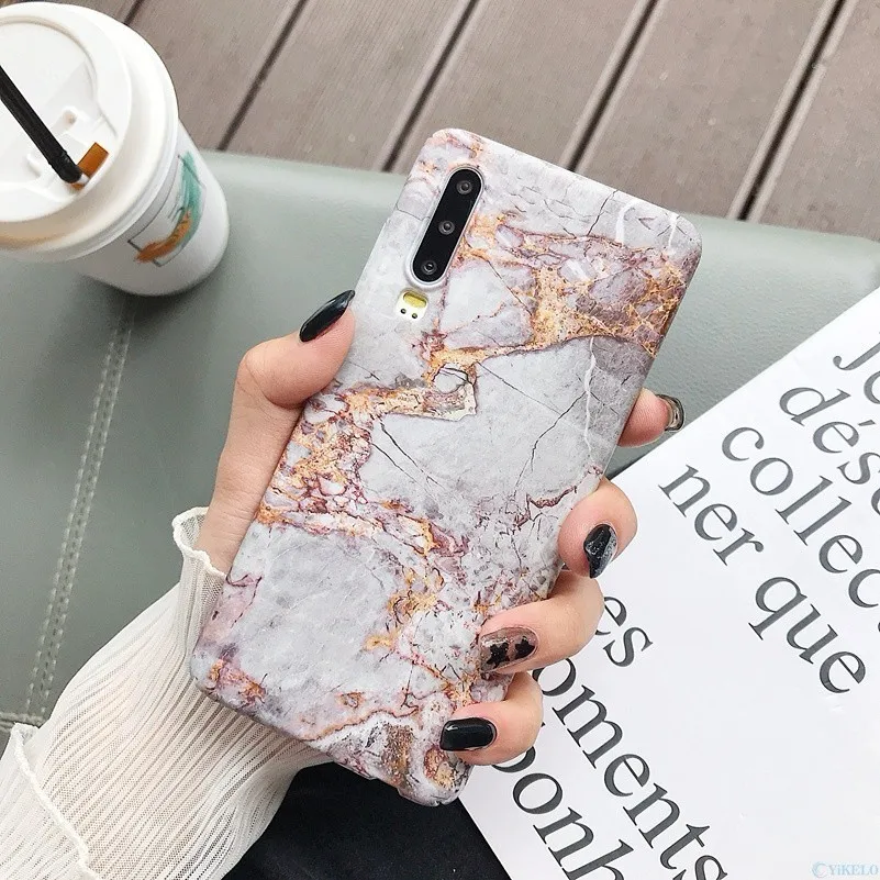 Gray Marble Мраморный чехол на заднюю панель телефона для huawei P20 P30 mate 20 Pro Lite Nova 4 P Smart Honor 10 lite, Жесткий Чехол из поликарбоната - Цвет: Gray Marble
