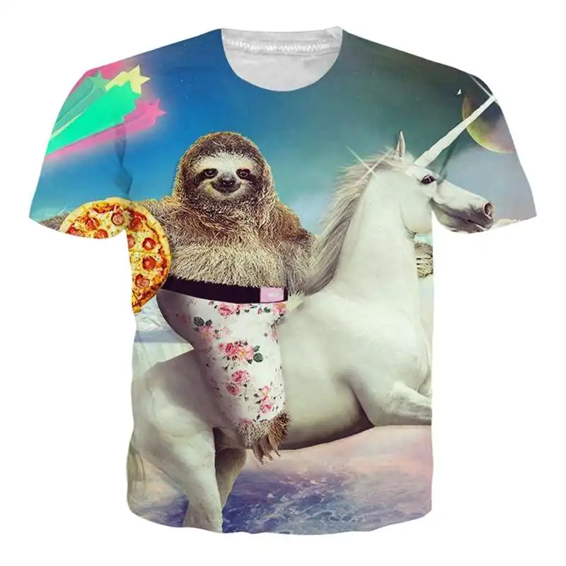 Дропшиппинг Мужская футболка ленивый пицца лошадь Camisetas унисекс | Отзывы и видеообзор