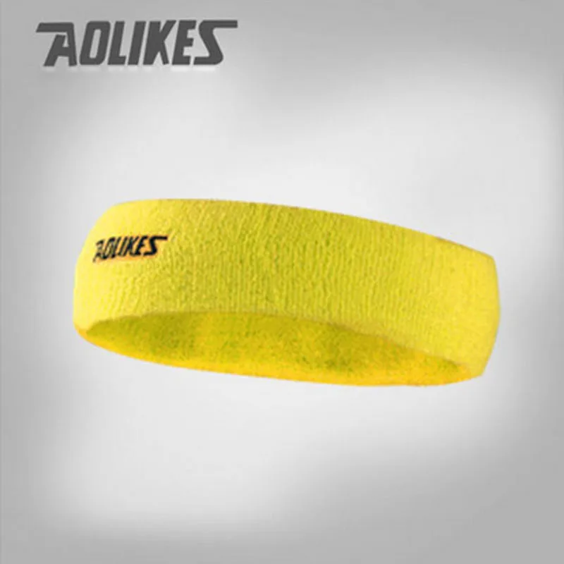 Yellow AOLIKES высокой Качественный хлопок впитывает пот и повязка на голову для Для мужчин Sweatband wo Для мужчин Йога ленты для волос Голова Пота групп Спортивные товары для безопасности - Цвет: Yellow