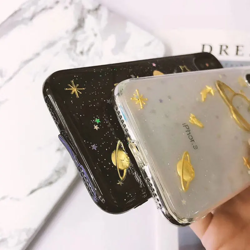 Чехол для iPhone X 6 s 7 8 Plus звездное небо космос планеты Ультратонкий Мягкий ТПУ чехол