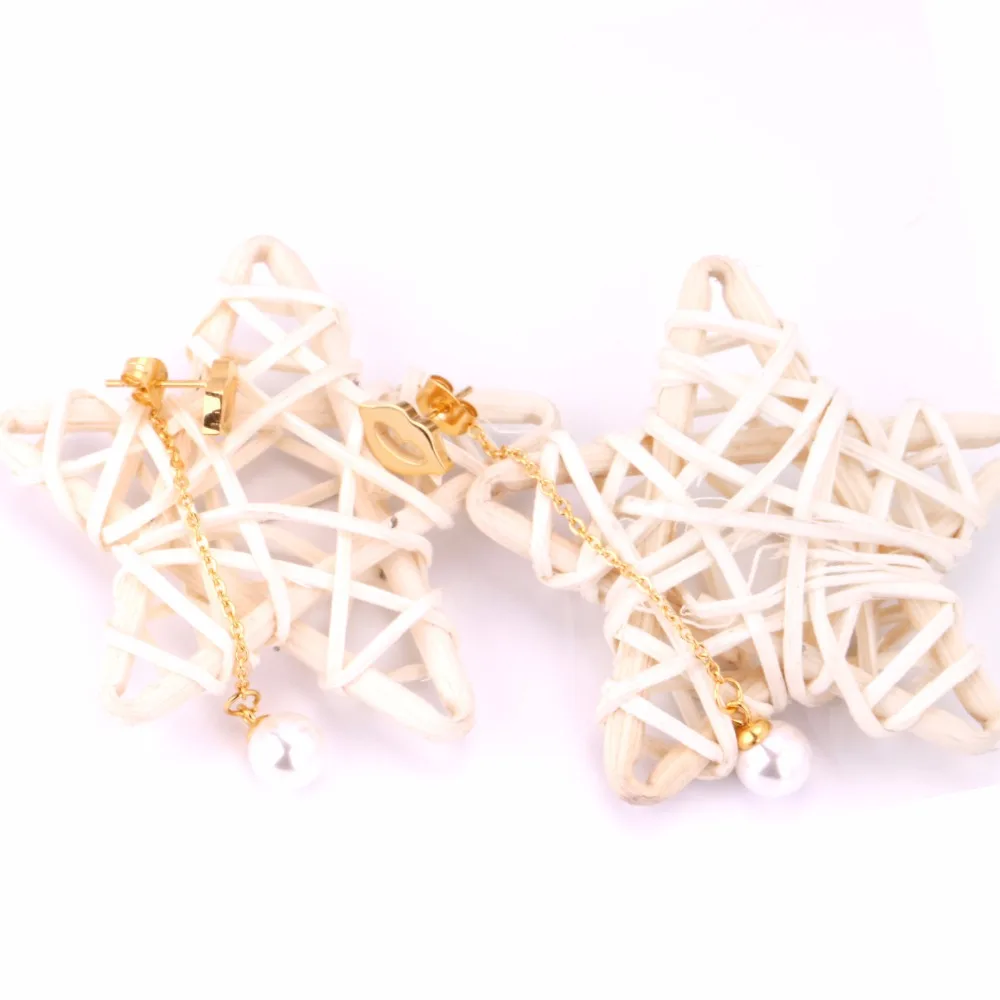 Роскошные серьги из нержавеющей стали с искусственным жемчугом висячие губами