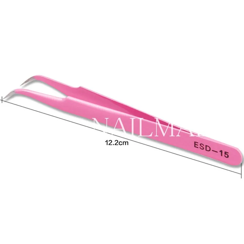 2pcs Straight + Curved Tweezers Nail Art False Fake Eyelashes Extension Tweezers Nippers Pointed Clip Nail Art Tools images - 6