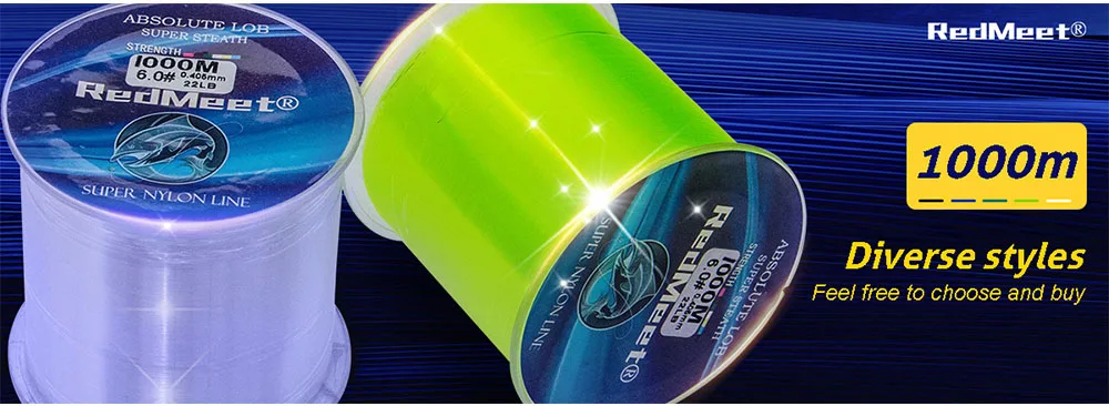 Hot Sale 1Pcs 1000m New Brand RedMeet Series Super Strong Japan Monofilament Nylon Fishing Line 1000m 4.4-28.6LB
