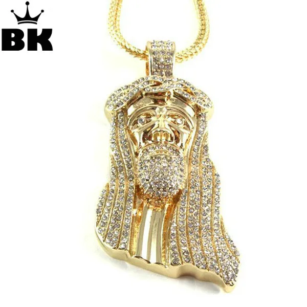 Мужская подвеска Iced Out Jesus с цепочкой Foxtail золотой тон серебряный головой Иисуса