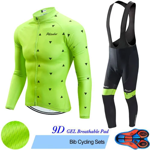 Bib Cycling Set Phtxolue, набор для велоспорта, Мужская одежда для велоспорта, одежда для велоспорта, дышащая, анти-УФ, одежда для велоспорта, с длинным рукавом, наборы для велоспорта - Цвет: Bib Cycling Set