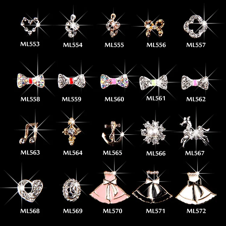 10 шт. Новинка Кристалл K9 Стразы для ногтей сплав украшения дизайна DIY блестящие