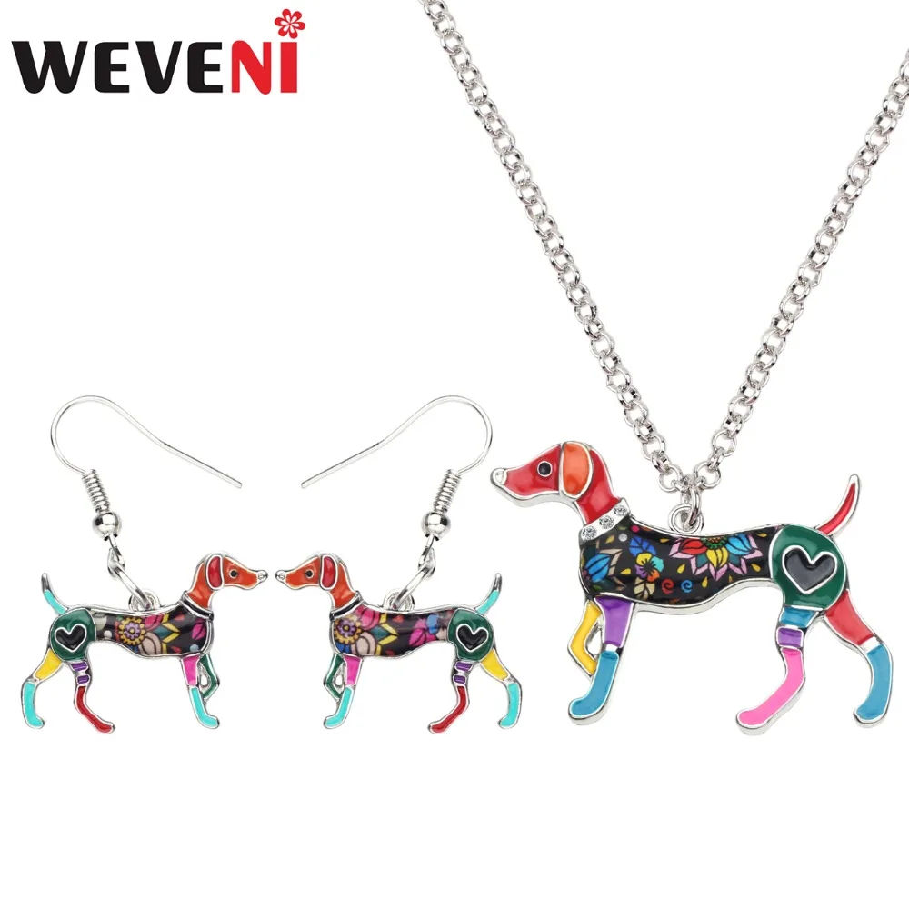WEVENI оригинальный эмалированный сплав Элегантные серьги с собаками ожерелье