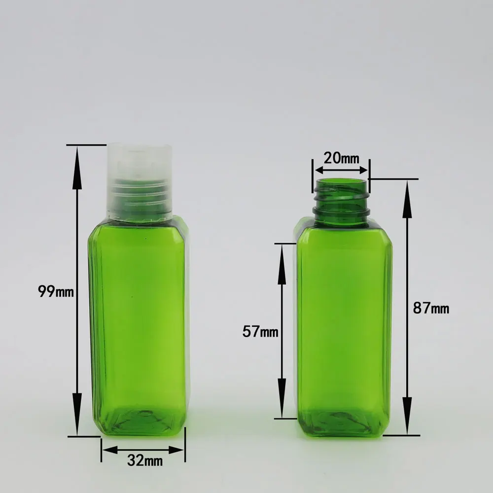 

New 100 X 50ML Small Empty Amber Square Plastic Travel Portable Cream Bottle wIth Disc Cap