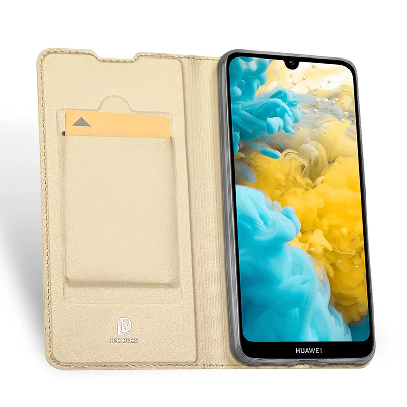 golden Флип-чехол для huawei Y6 из искусственной кожи ТПУ бампер противоударный защитный держатель для кредитных карт чехол-кошелек с подставкой Чехол для телефона - Цвет: golden