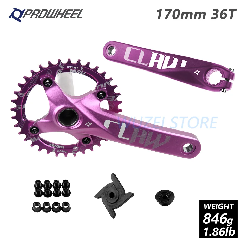 Prowheel 104 BCD mtb шатун со звездочками для велосипеда пластины 170 мм/30/32/34/36/38 T Круглый звездочки шатун для горного велосипеда комплект велосипед Запчасти - Цвет: 170mm Purple 36T