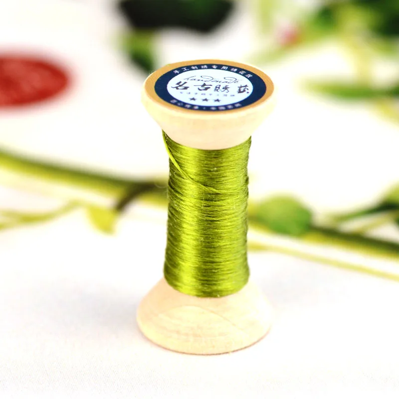 20 м светло-зеленая вышивка Сучжоу DIY общий цвет с черными полосками филиал ручная вышивка Spiraea вышивка линия
