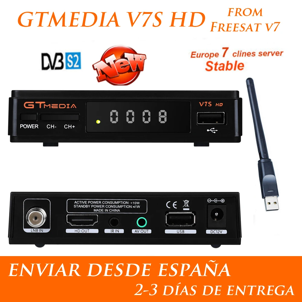 1 год Европа 7 Clines сервер GTMedia V7S HD цифровое спутниковое приемник DVB-S2 Full 1080 P + USB wifi
