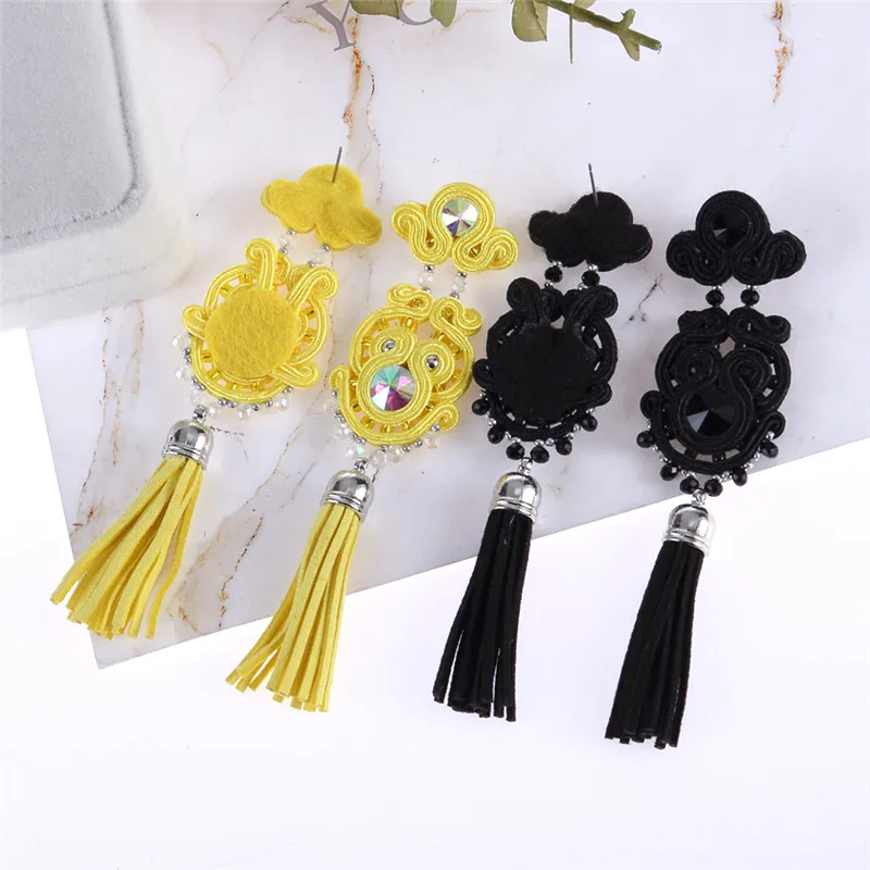 KPACTA простые этнические драгоценные серьги-кисточки для женщин Стразы сумуж