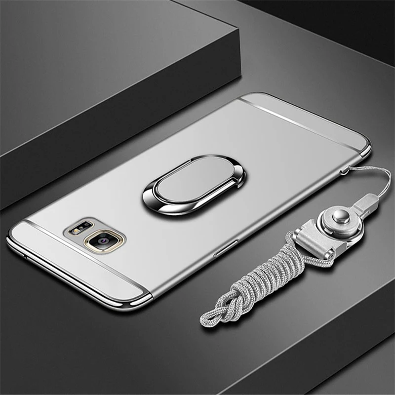 Silver Для samsung Galaxy S9 S8 Plus S7 Edge роскошное магнитное кольцо ультра тонкий матовый Жесткий PC чехол для телефона для samsung Galaxy Note 9 8 Funda - Цвет: Silver