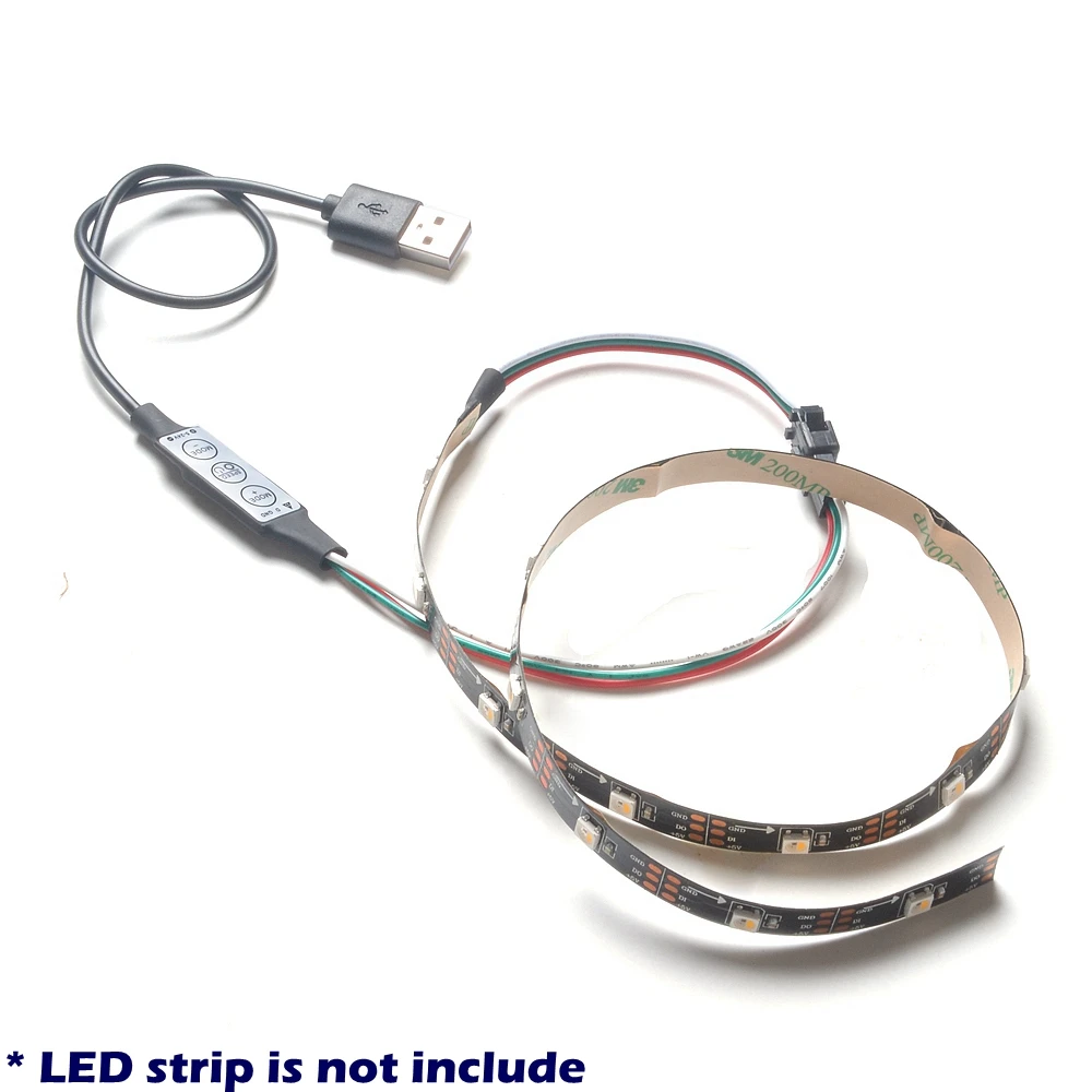 USB кабель для подключения 5 в 3 Pin WS2812 RGB Цифровой светодиодный пиксель полосы с 3key Кнопка контроллер WS2812B WS2811 JST разъем