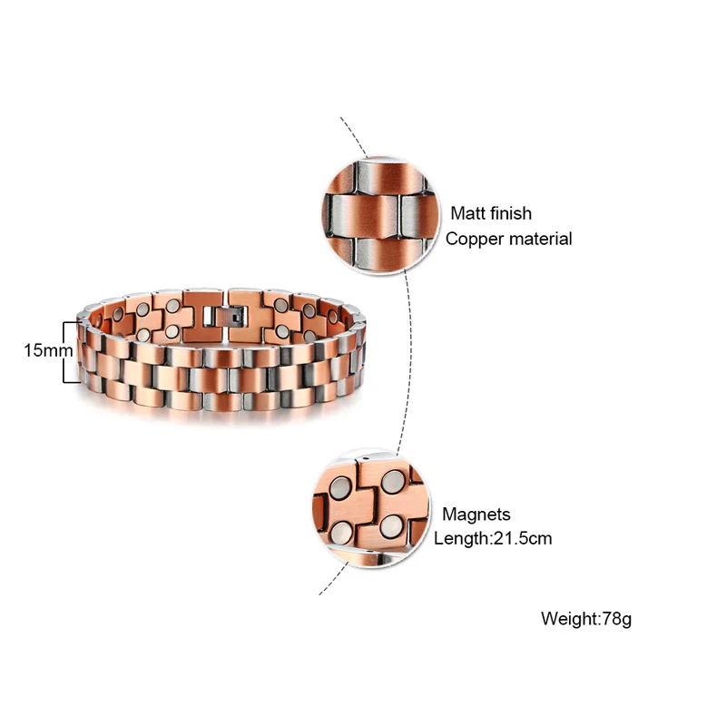 Vnox 15 мм массивный Мужской Магнитный Браслет лечебная терапия широкий браслет