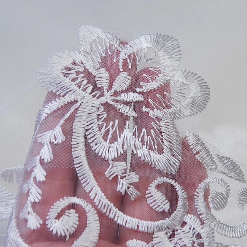 150 см женская свадебная короткая фата белый один слой кружева цветок край