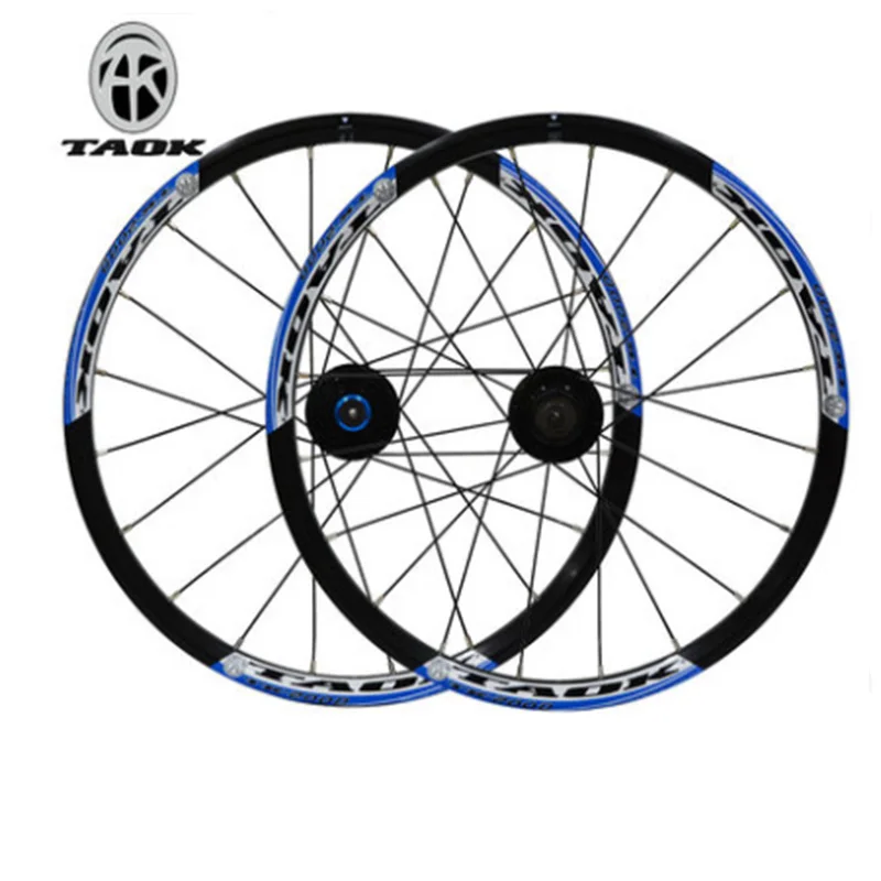Black blue TAOK горное колесо группа MTB велосипед маленький складной велосипед 20 дюймов 406 колесо Набор 20 отверстий диск тормозной карты fly hub - Цвет: Black blue
