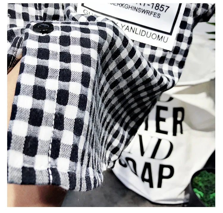 Костюм детский хлопковый рубашка с коротким рукавом в клетку | Детская одежда и