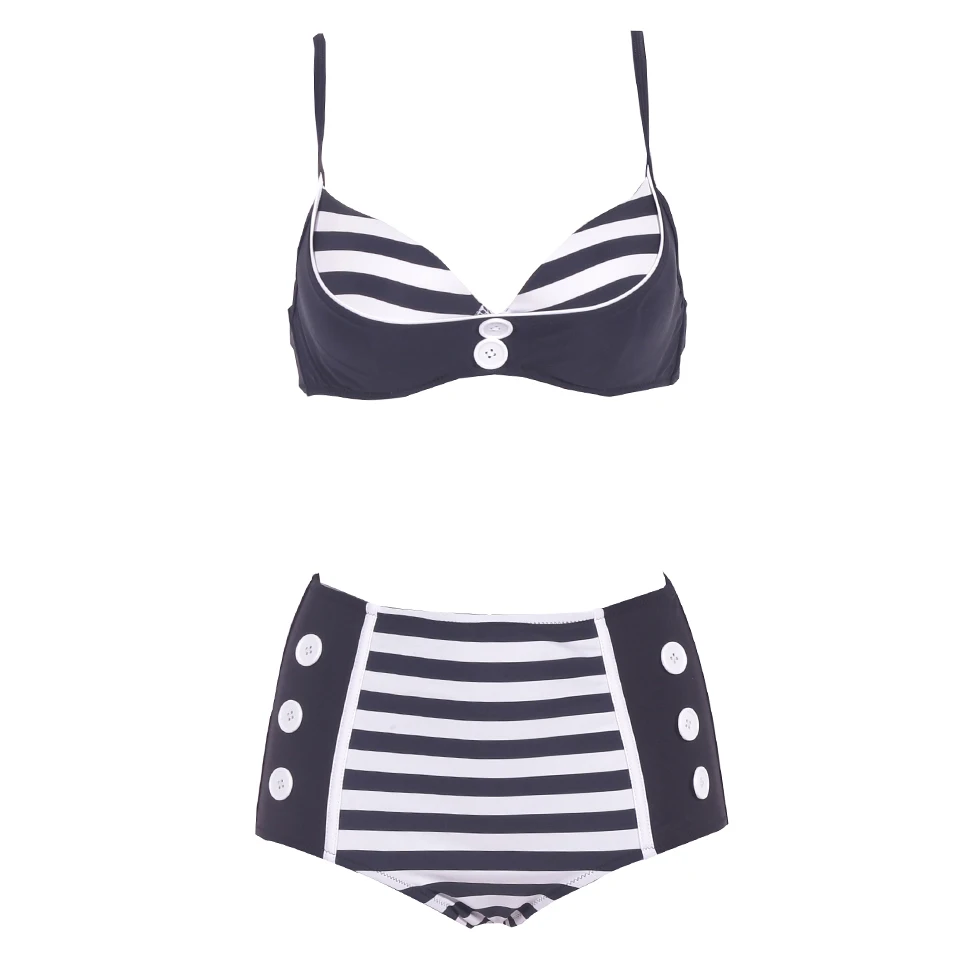 Женский купальник бикини Biseafairy с высокой талией пуш-ап на пуговицах большие