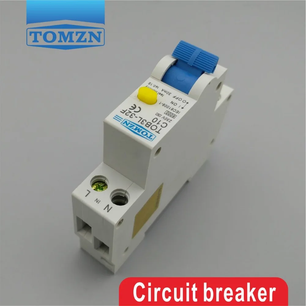 TOB3L 32F 18 мм RCBO 10A 1P + N 6KA автоматический выключатель остаточного тока с защитой от
