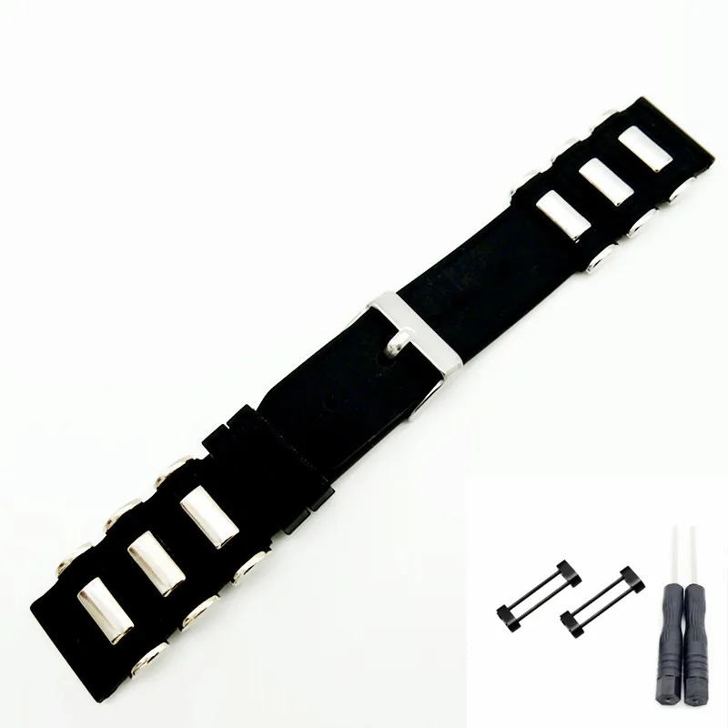 

For Suunto Core Watch Strap Band 24MM Black Soft Rubber Silicone & Stainless Steel Watchband + Clasp Buckle + Adapters+Screwbars