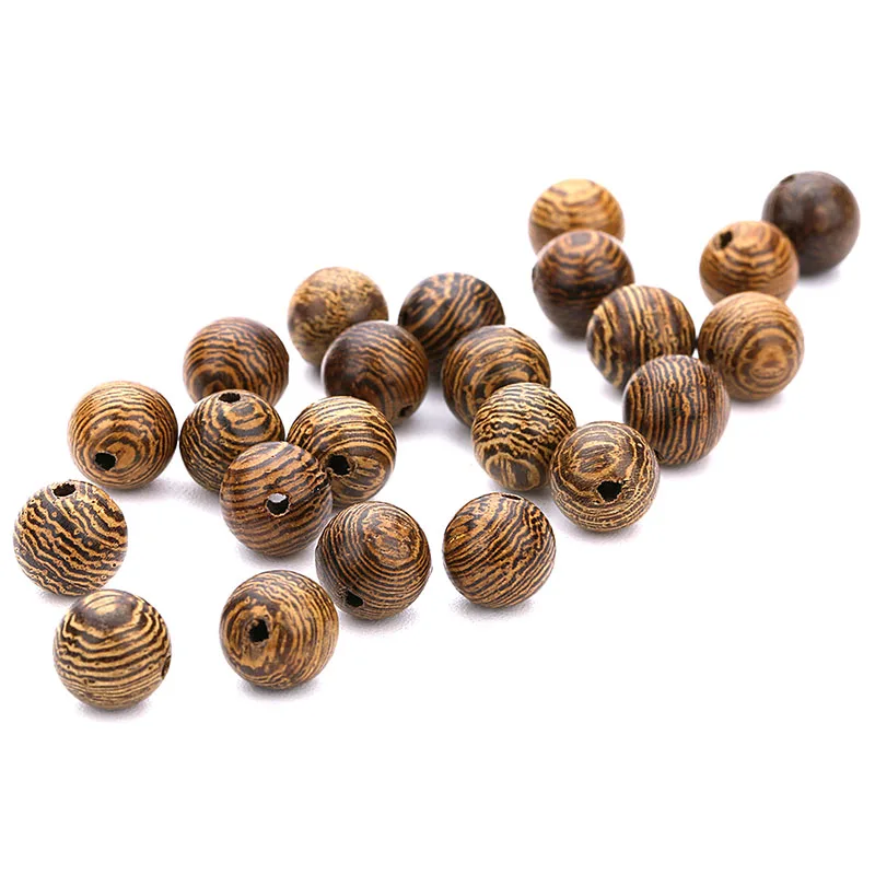 WIWI 100 шт./лот круглые полосатые деревянные бусины россыпью Браслеты и ожерелья