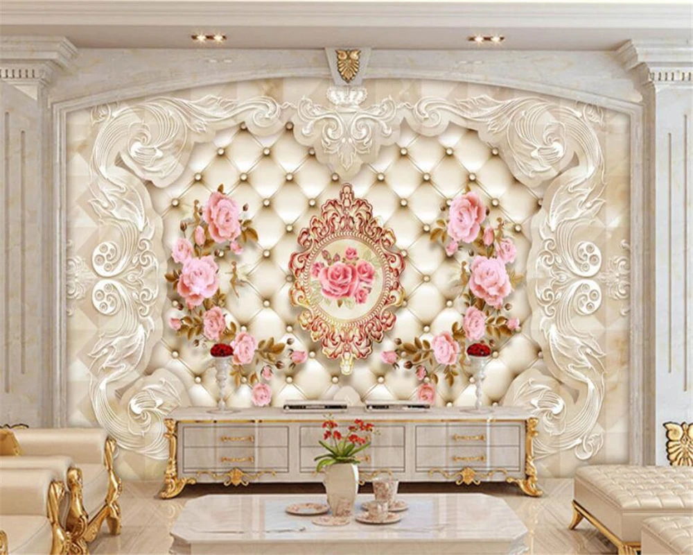 Обои на заказ современный 3d HD Европейский мягкий чехол узор цветок ТВ фон