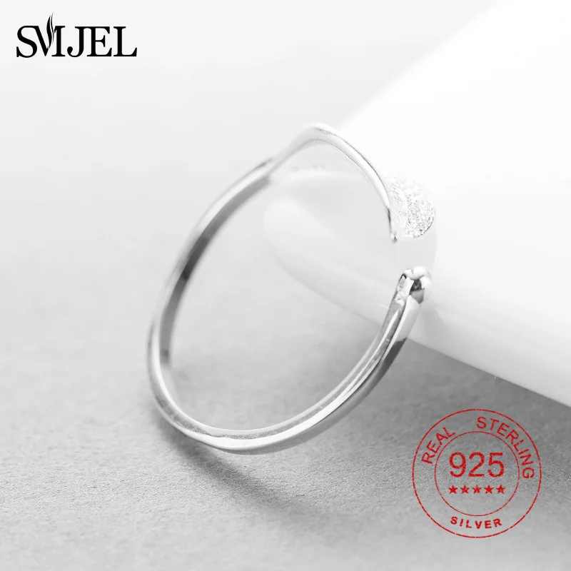 SMJEL из стерлингового серебра пробы, трендовые кольца с открытым листком для женщин, простые кольца в стиле бохо, Женские Ювелирные изделия в стиле бохо, подарок на день рождения