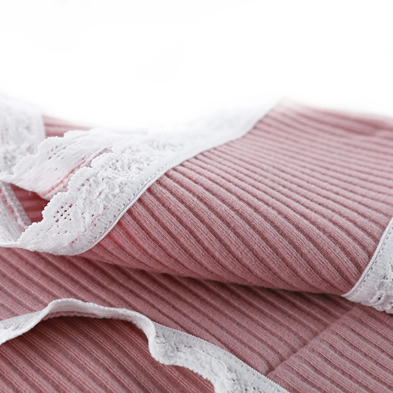 

New Fashion Panties Mid Rise Screw Thread Briefs Splice Solid Breathable Panties Women Striped Sexy Lingerie Underwear Women