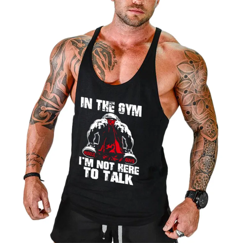 Black Новинка-Muscleguys, майка для спортзала, Мужская Спортивная майка для занятий бодибилдингом, майка, Мужская одежда для фитнеса, Y Back, тренировочный жилет без рукавов - Цвет: Black